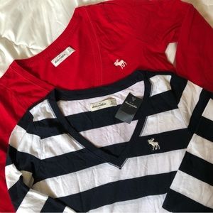 Abercrombie Kids - (2) Long Sleeve V-Neck Shirts